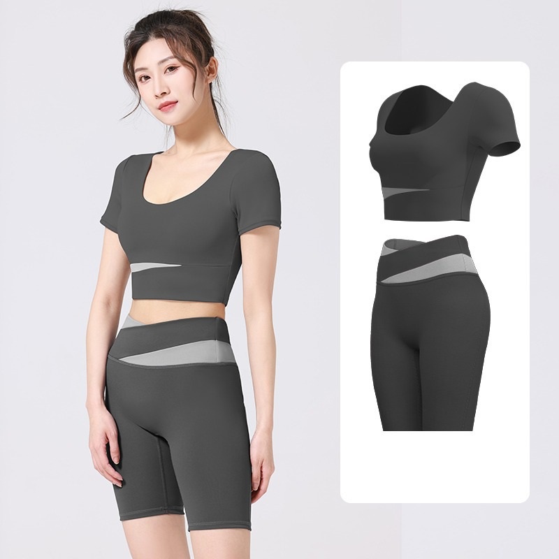 Bộ đồ tập gym, yoga, aerobic nữ 2 món áo croptop có mút đệm và quần siêu co giãn, tôn dáng, nâng mông