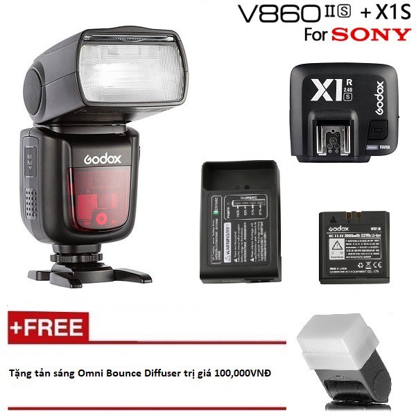 Đèn Flash Godox V860II Cho Sony kèm Trigger Godox X1 (kèm pin và sạc) - Tặng tản sáng Omni bouce