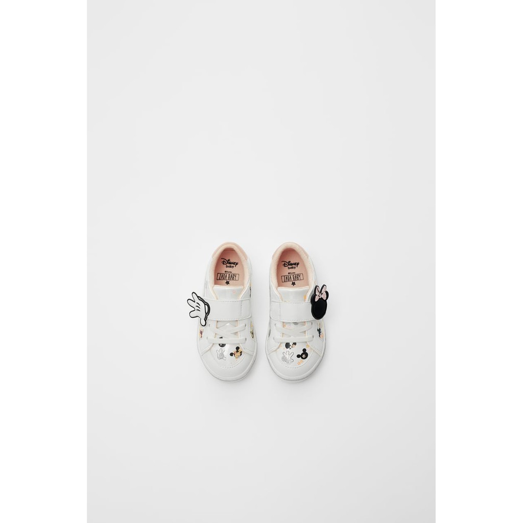 giày ZARA sneaker trắng hình mickey