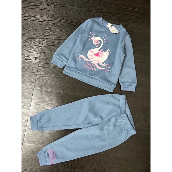 Bộ quần áo bé gái Delta 2-14 tuổi  Sét ngủ trẻ em cotton nỉ mềm xuất dư 0823