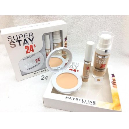 (hàng Mới Về) Bộ Mỹ Phẩm Trang Điểm Maybelline 3 Trong 1 Dạng Lỏng + Kem Che Khuyết Điểm 100% Chính Hãng