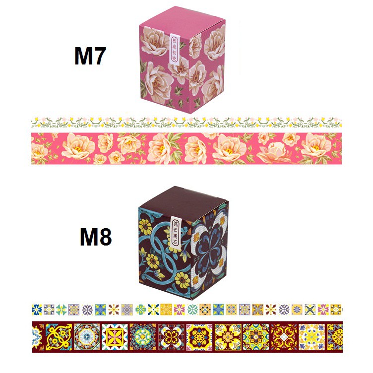 Set 2 Cuộn Băng Dính Washi Tape Cổ Phong Trung Hoa Trang Trí Scrapbook, Planner