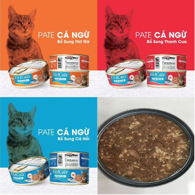 Pate thơm ngon cá ngừ đóng hộp cho mèo iu Fit4Cats 160g