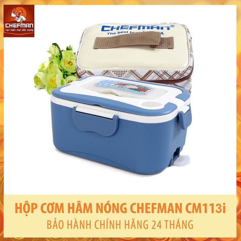 Hộp cơm hâm nóng Chefman CM 113i inox - Hàng chính hãng - Tặng kèm túi đựng hộp cơm