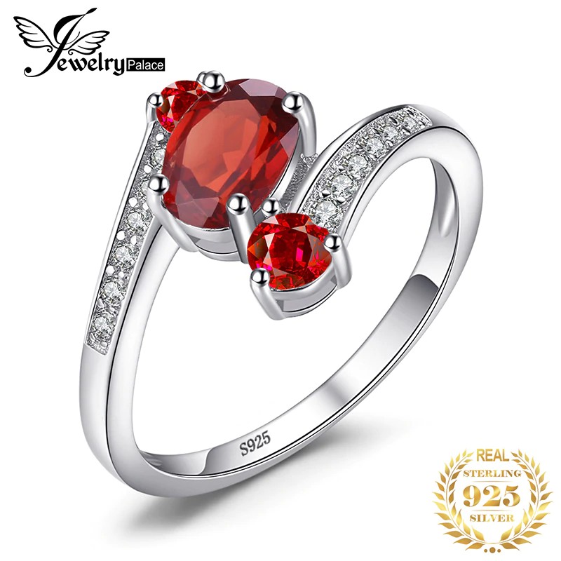 Nhẫn Bạc 925 Đính Đá Garnet 3 Màu Đỏ Cho Nữ