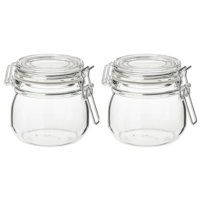 Bộ 2 Lọ hũ thủy tinh quai sắt nắp gài dung tích 0.5L Korken IKEA