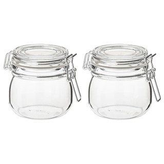 Bộ 2 lọ hũ thủy tinh quai sắt nắp gài dung tích 0.5l korken ikea
