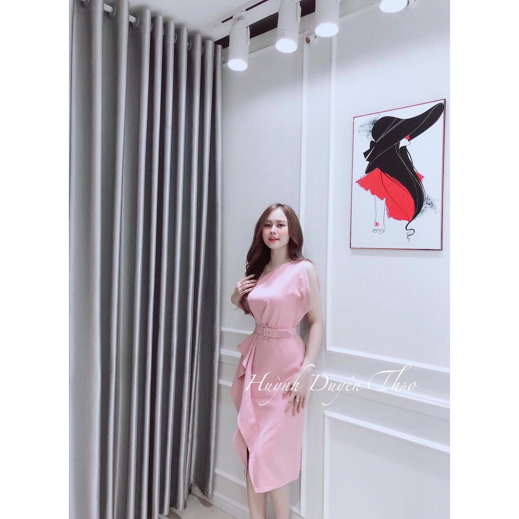 Đầm body lẹch vai kèm belt - XS21