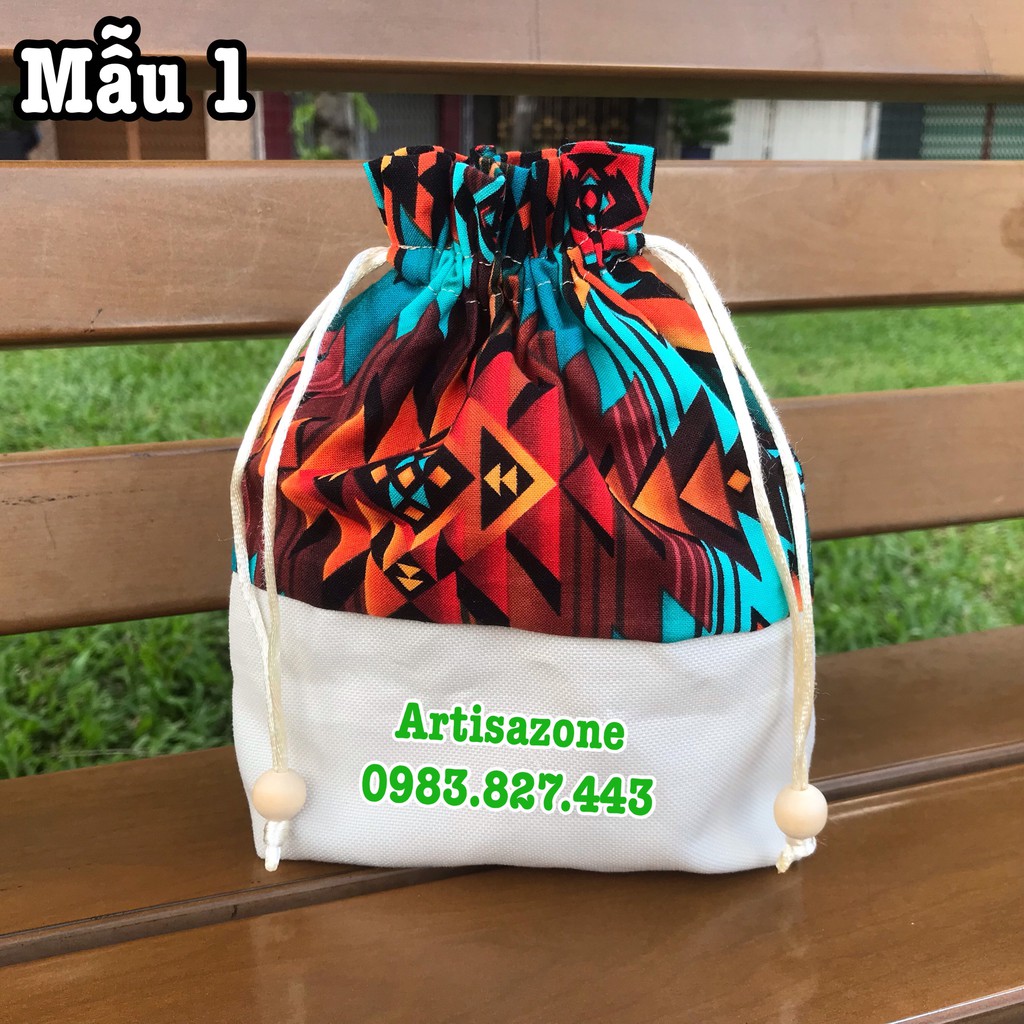 Túi vải dây rút đựng đồ 2 lớp (KT: 18cm x 19cm x 5,5cm) - 01 chiếc (Đọc kỹ mô tả sản phẩm)