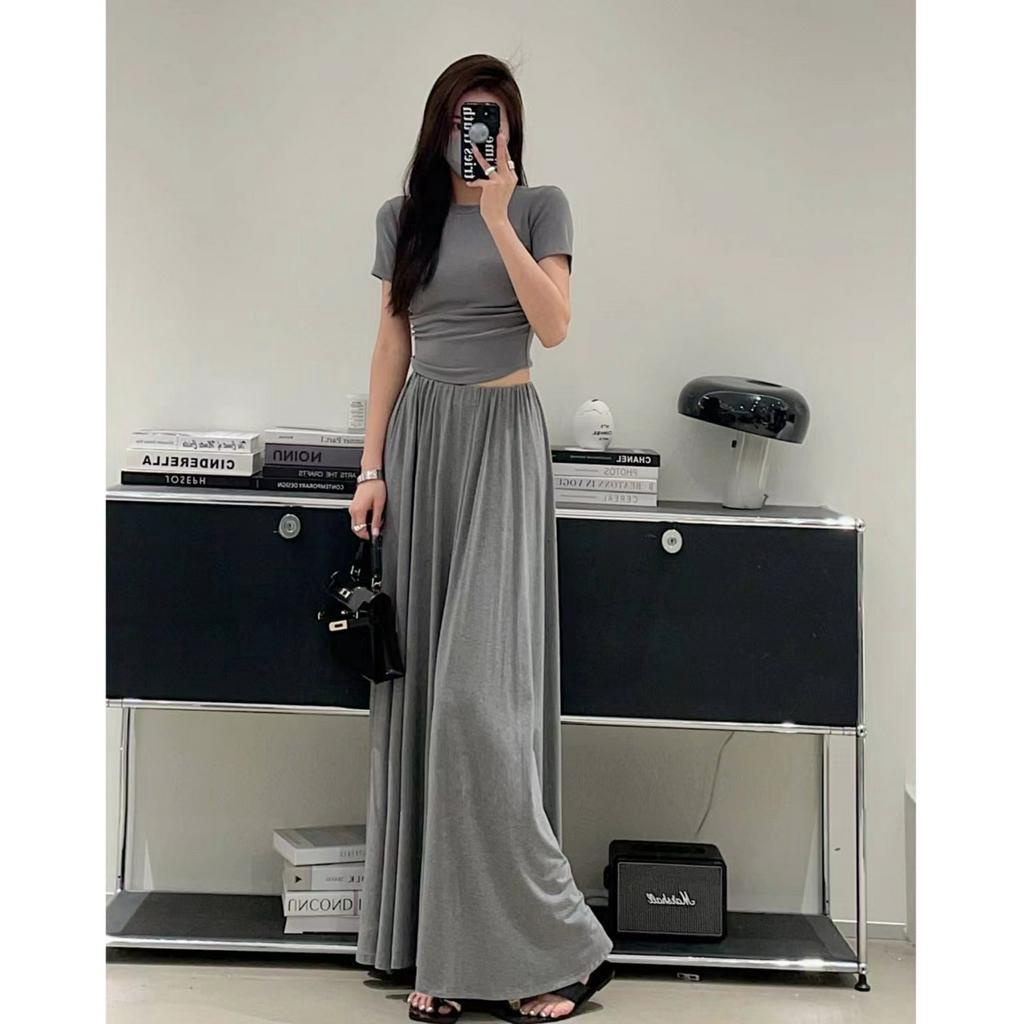 Xiaozhainv Chân Váy Chữ A Lưng Cao Dáng Rộng Thời Trang Mùa Hè Phong Cách Hàn Quốc Cho Nữ