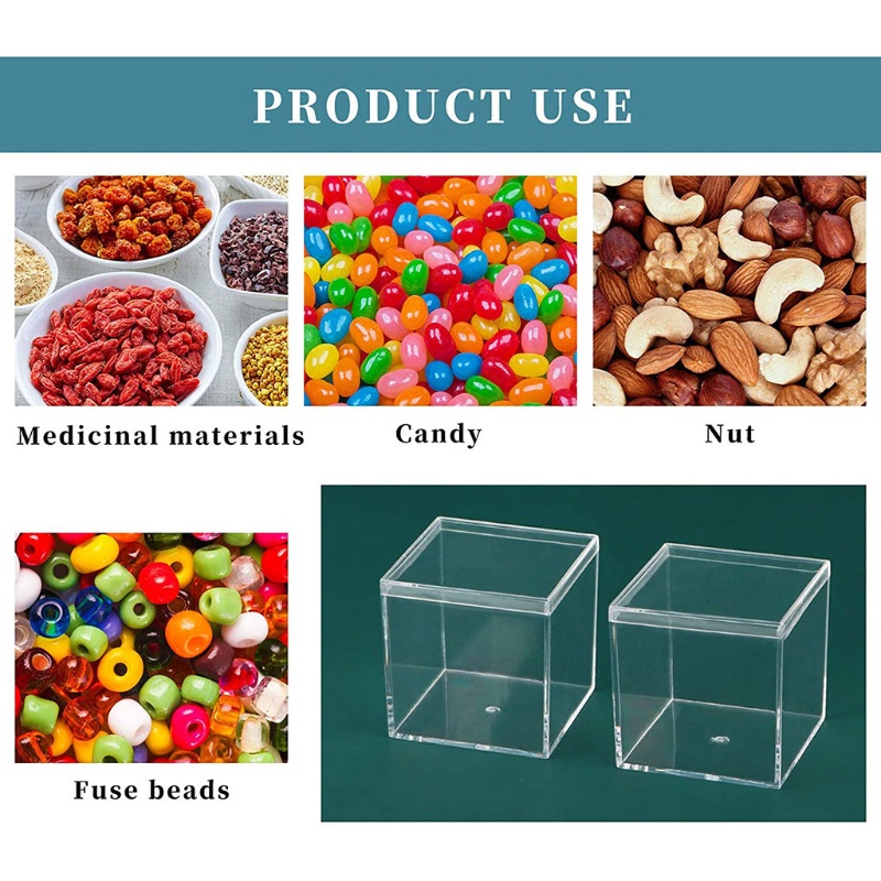 Set 4 Hộp Nhựa Đựng Kẹo Cưới Mini Có Nắp