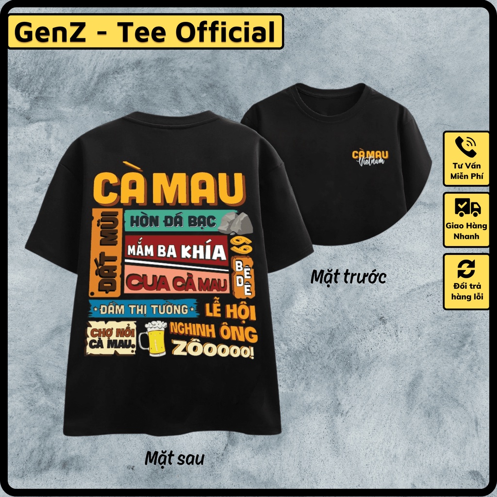 Áo Thun Local Brand Tỉnh Cà Mau, Áo 63 Tỉnh Thành Nam Nữ Form Rộng Unisex Genz Cá Tính