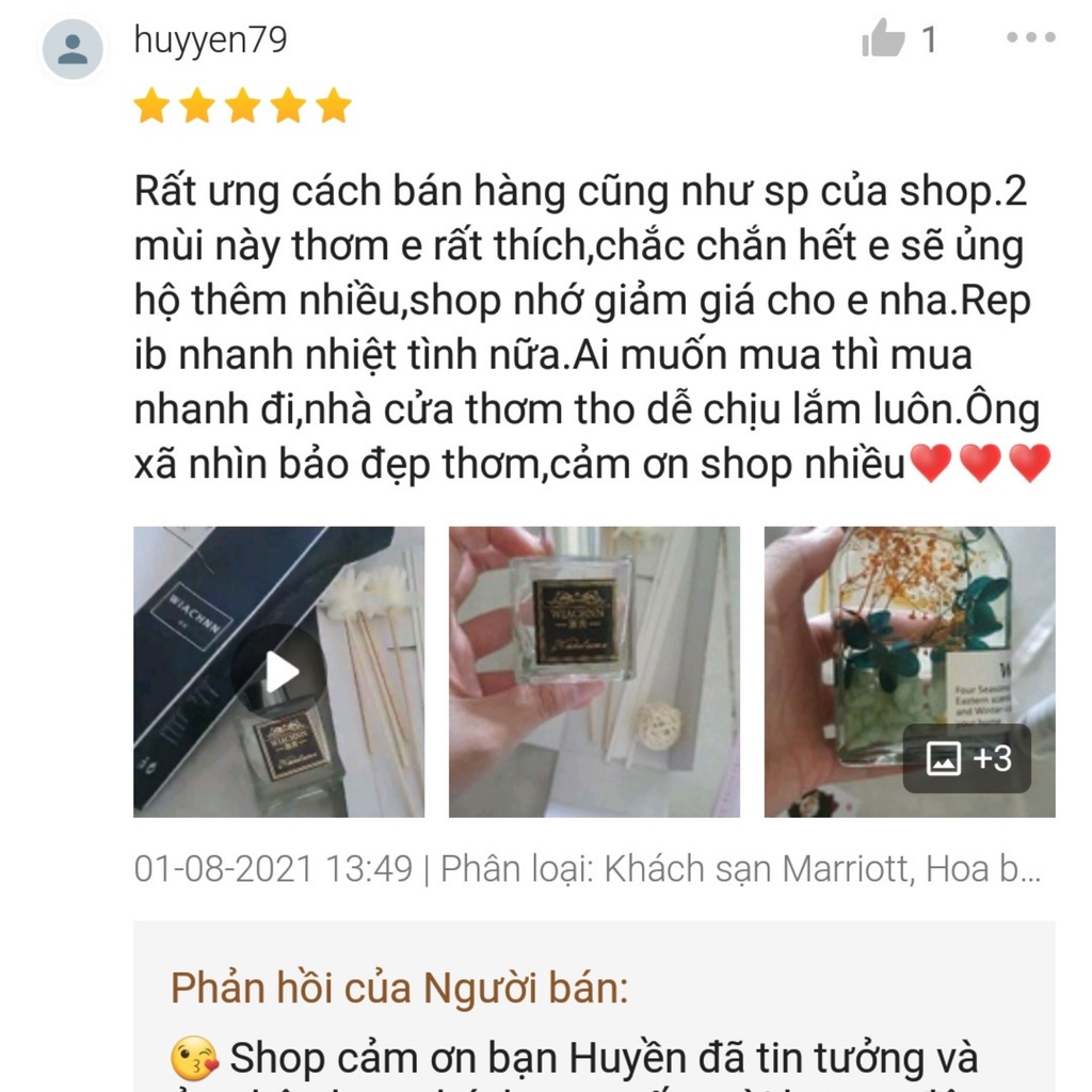 Tinh dầu thơm phòng WICHICHI tinh dầu thiên nhiên có que gỗ khuếch tán thơm phòng ngủ với 10 mùi nước hoa thơm để phòng