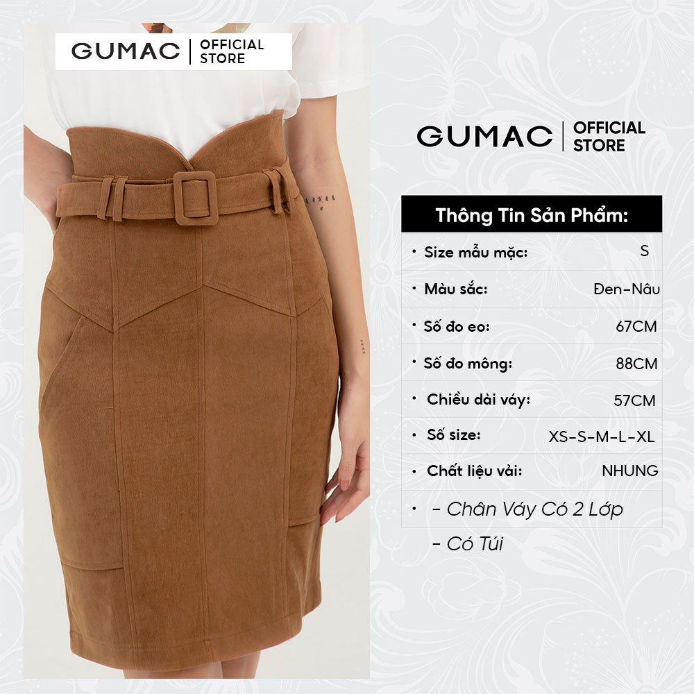Chân váy suông nữ phối đai lưng GUMAC dáng chữ A basic nhiều màu VB390 | BigBuy360 - bigbuy360.vn