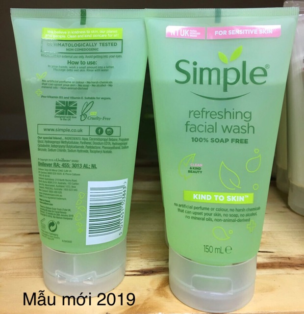 Sữa rữa mặt 💖FREESHIP💖 Sữa rửa mặt Simple UK Anh sạch sâu dành cho mọi loại da | BigBuy360 - bigbuy360.vn
