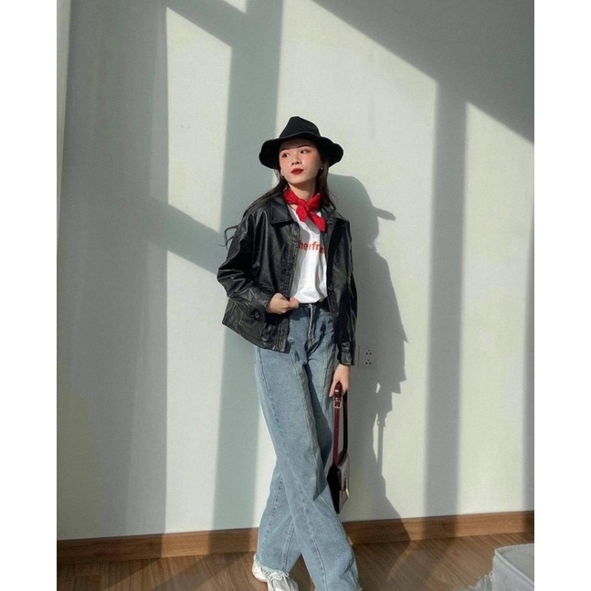Áo da dáng lửng túi hộp-Chicclothes