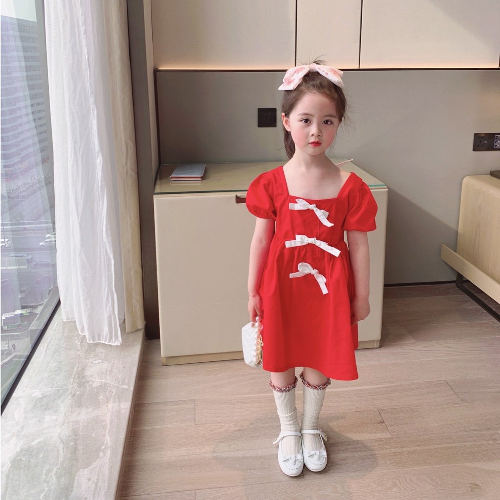 Váy Cho Bé Gái Váy Công Chúa Đỏ Gắn Nơ Xinh Xắn SEKA KIDS - 2103.11.CS189