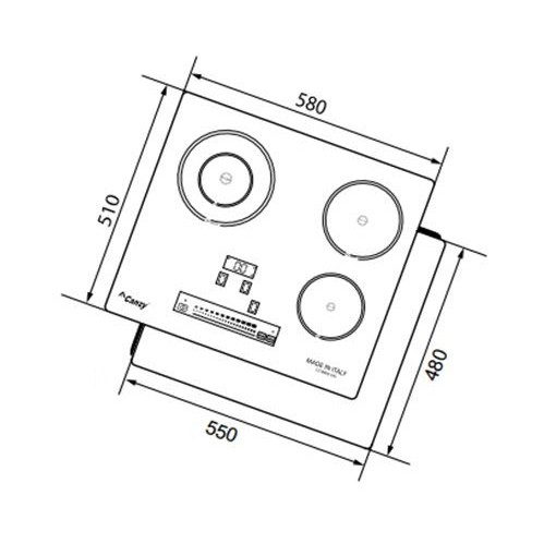 Bếp điện từ Canzy CZ BMIX65I nhập khẩu ITALY, Bếp ba: 2 từ + 1 hồng ngoại