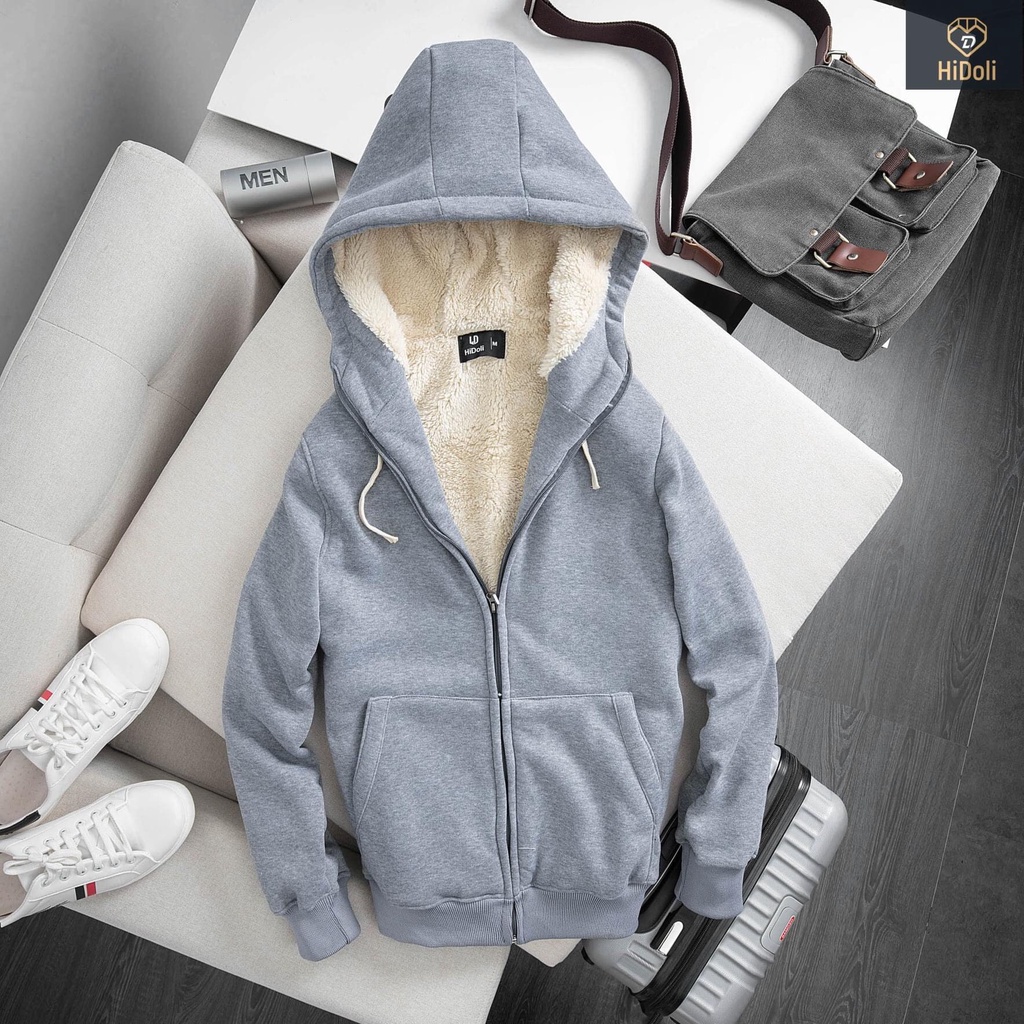 Áo khoác nỉ lót lông cừu, áo hoodie nam nữ unisex 5 màu có mũ siêu hot 2021