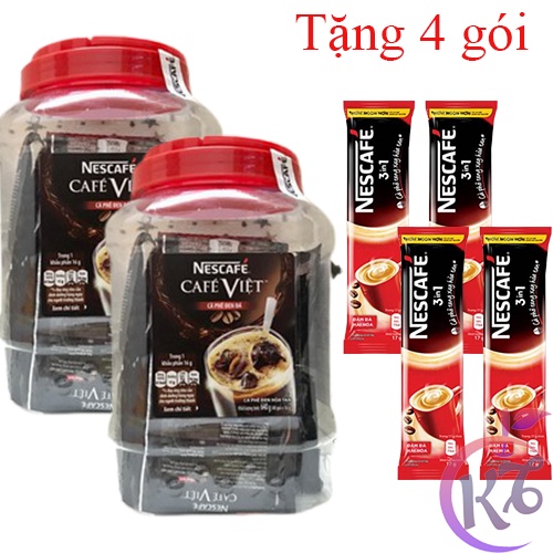 Nescafe Việt đen đá hũ nhựa 40 gói x 16g Tặng 2 gói Nescafe đỏ 3in1 (17g) - cà phê Việt, cafe đen đá hòa tan