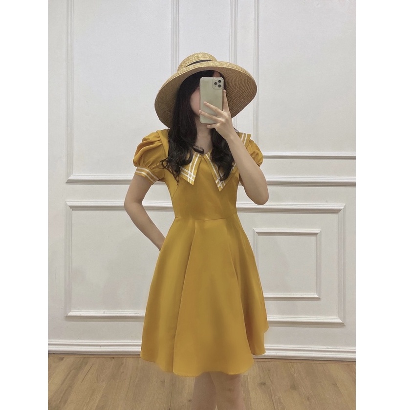 Đầm nữ dáng xòe, cổ cách điệu, nhẹ nhàng,  tiểu thư, thiết kế cao cấp TK Fashion - DK989