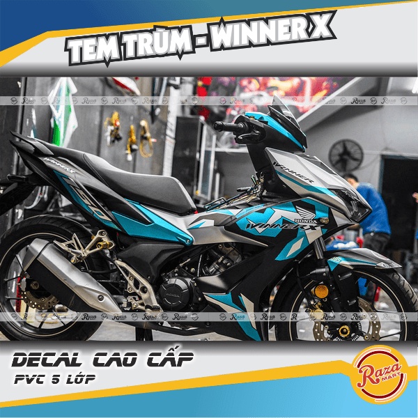 Tem trùm WINNER X màu xanh đen | Decal PVC 5 lớp cao cấp | Mã tem: WINX 0204