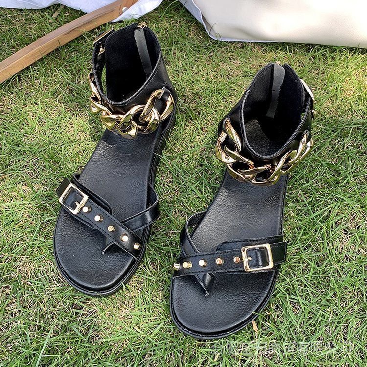Giày Sandal Mùa Hè 2022 Đế Bằng Phong Cách La Mã Thời Trang Dễ Phối Đồ Cho Nữ