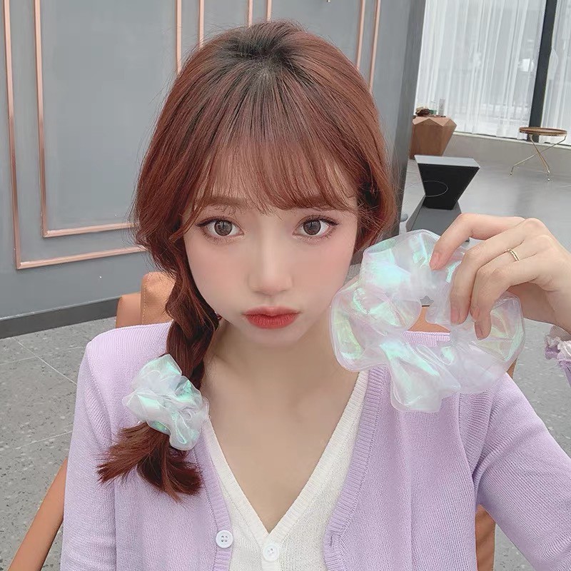 [Siêu To] Dây Buộc Cột Tóc Scrunches Siêu To Màu Trắng Xinh Xắn Mainia Shop