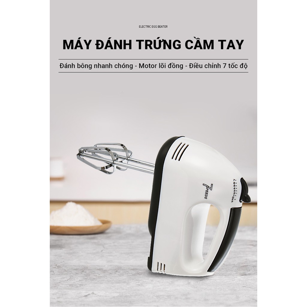 ( Hỏa Tốc) Máy Đánh Trứng Cầm Tay 7 Tốc Độ Công Suất 180W