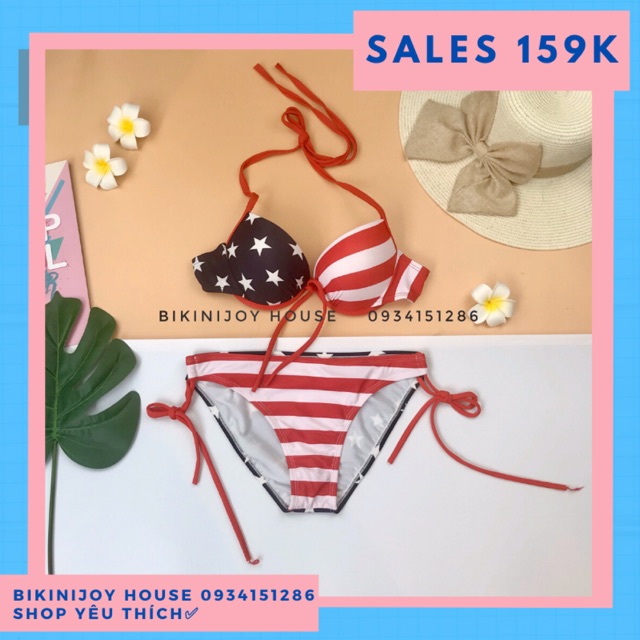 Bikini hoạ tiết cờ mỹ 2 mảnh nâng ngực