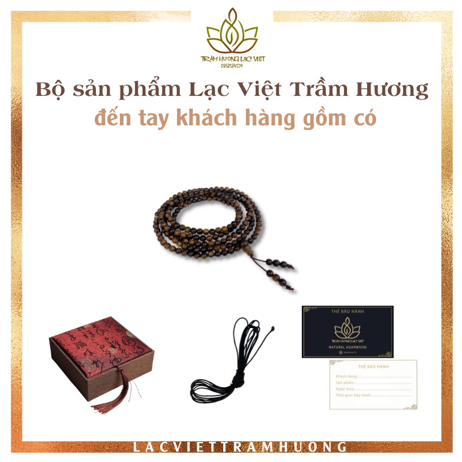 Vòng Tay Trầm Hương 216 Hạt 4mm/5mm Chuỗi Tràng Hạt Trầm Tốc Tự Nhiên Lạc Việt - May Mắn - Bình An