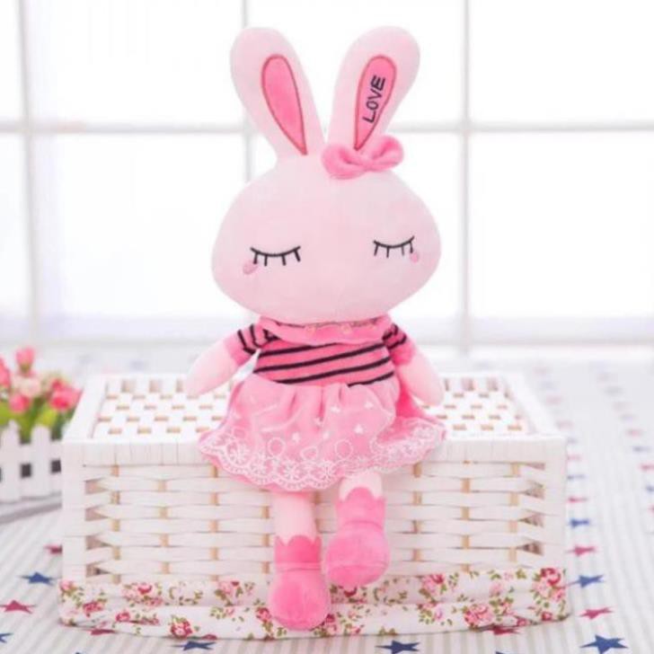 Gấu Bông Thỏ Bông Đồ Chơi Thỏ Hồng Tai Dài Vải Nhung Cao Cấp Co Giãn 4 Chiều