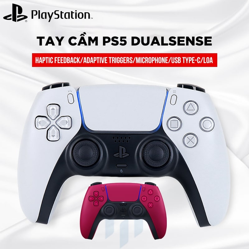 Tay cầm chơi game PS5 chính hãng Dualsense Controller Playstation 5 (Màu Trắng và Đỏ)