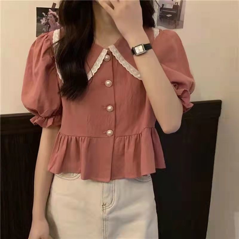 Áo Sơ Mi Tay Phồng Cổ Búp Bê Dáng Rộng Thời Trang 2022 Dành Cho Nữ