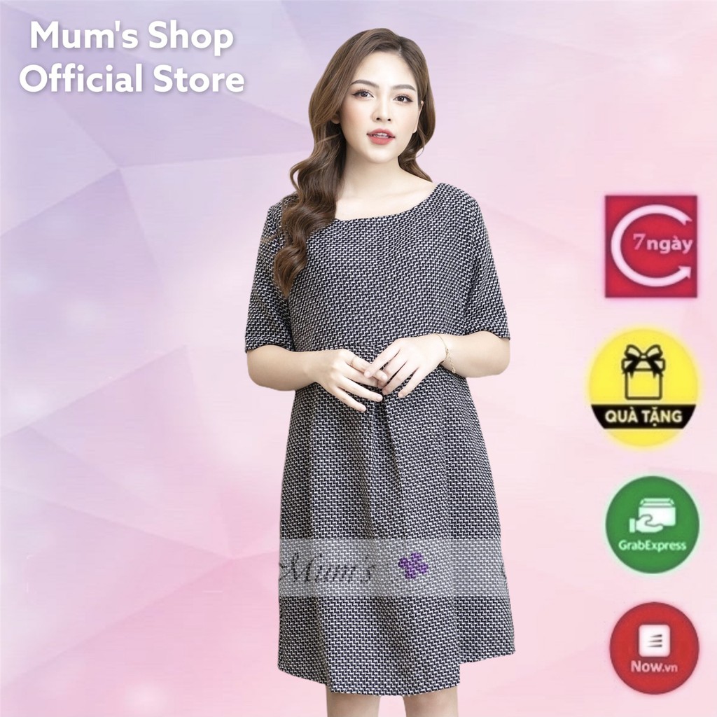 ĐẦM BẦU FREESHIP Váy chất dạ kẻ tăm xòe xếp ly