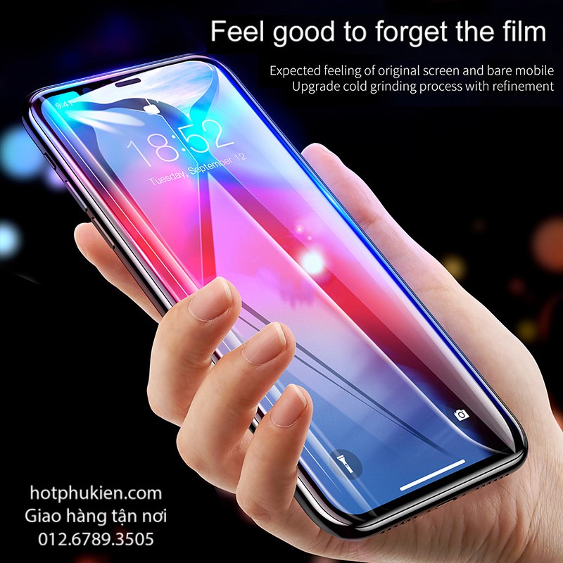 (mua 1 tặng 1) Miếng dán kính cường lực màn hình iPhone XR Baseus mỏng 0.3mm thế hệ mới mặt kính phủ nano