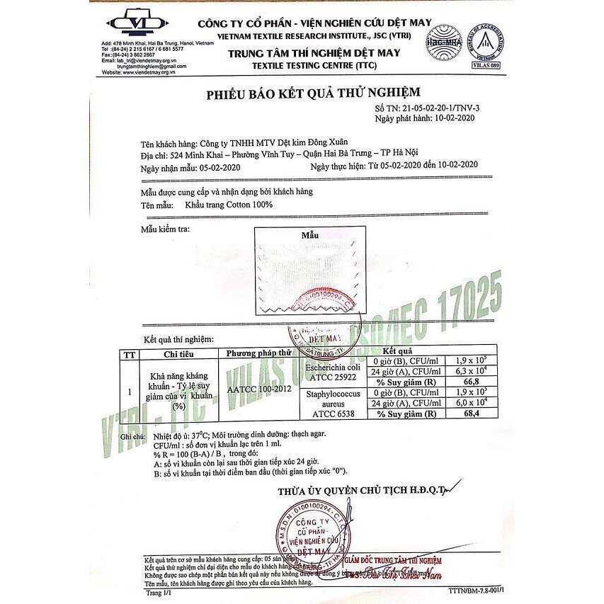Khẩu trang kháng khuẩn dệt kim ĐÔNG XUÂN