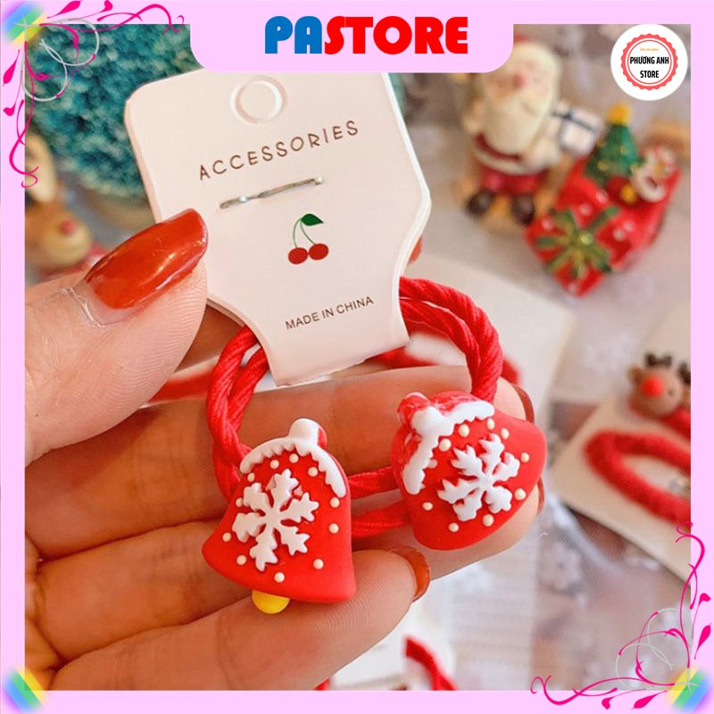 Dây buộc tóc noel, phụ kiện tóc noel, giáng sinh cho bé set 2 dây