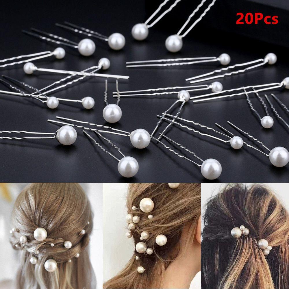 Bộ 20 Trâm Cài Tóc Đính Ngọc Trai Tạo Kiểu Tóc Cho Nữ