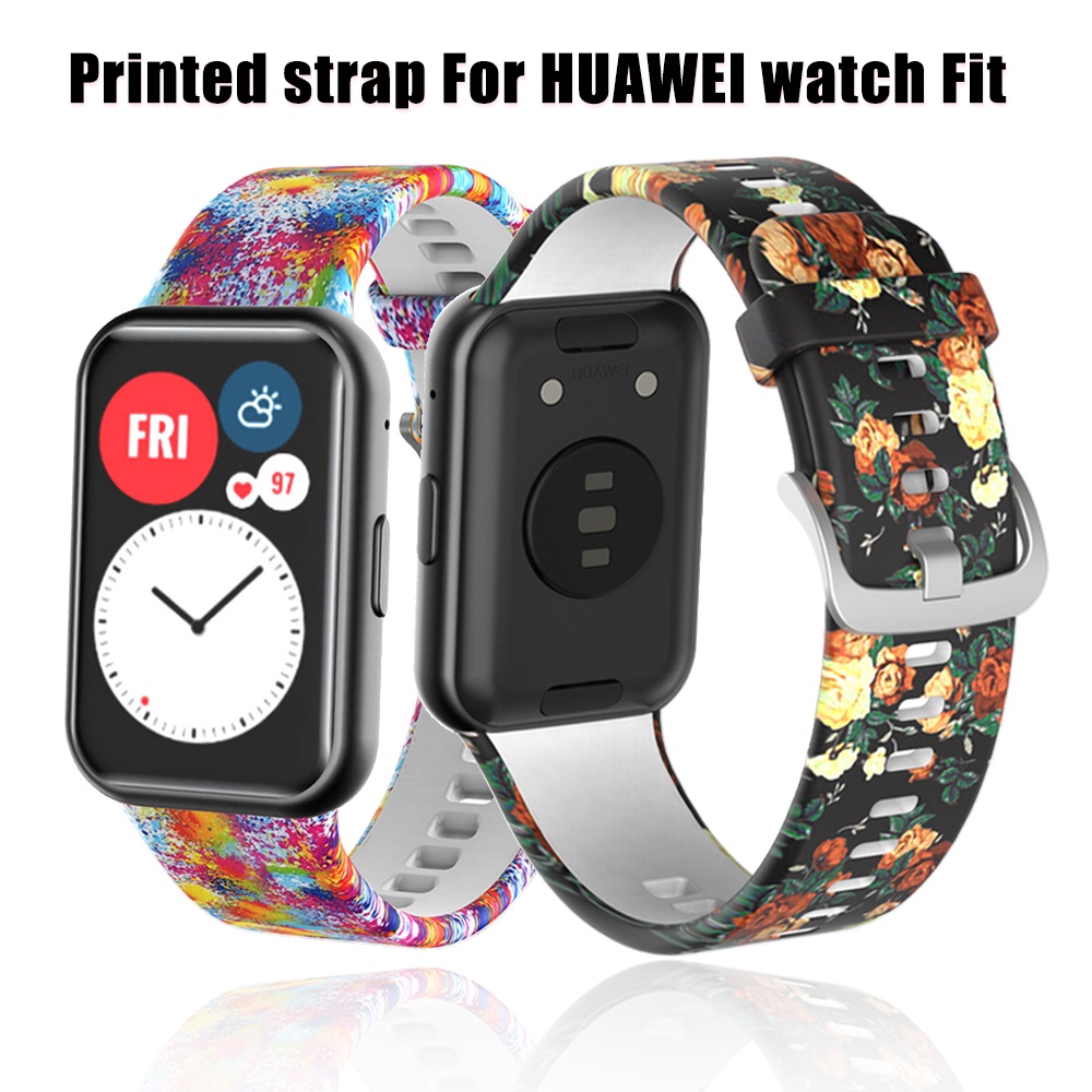 Dây Đeo Thay Thế Chất Liệu Silicon In Họa Tiết Thời Trang Cho Đồng Hồ Huawei