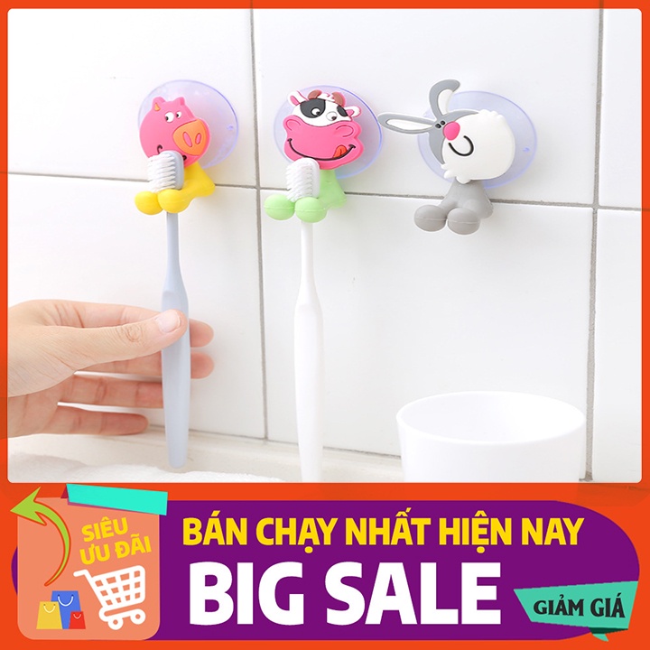 Móc Treo Bàn Chải Hút Chân Không Kẹp Hình Thú Dễ Thương Móc treo bàn chải đánh răng sử dụng miếng hút chân không