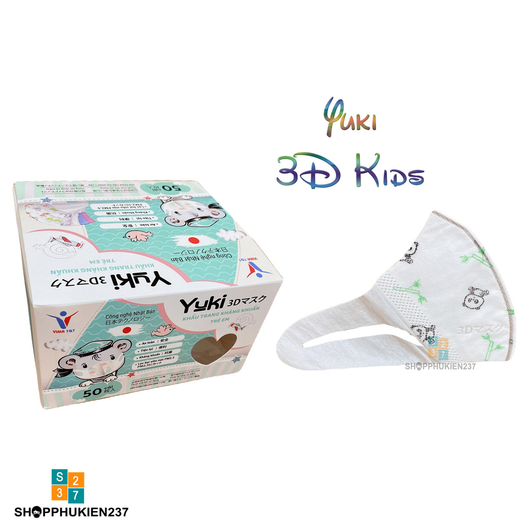 Khẩu trang 3D Yuki trẻ em hộp 50 cái cao cấp