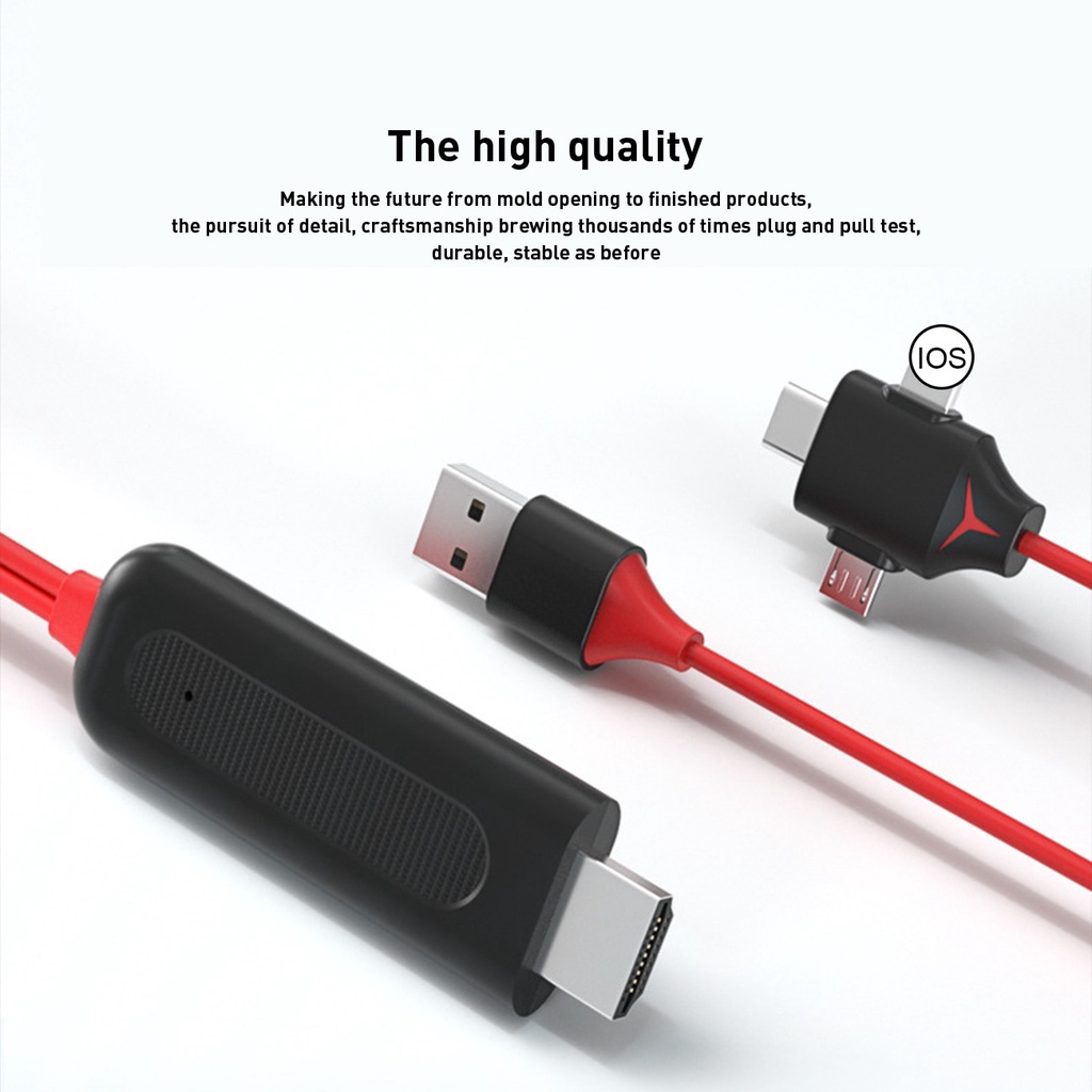 PUTEER 3 IN 1 Micro USB Type-C Lightning To HDMI Mobile Phone To HDMI TV HD Cable for IPhone Android oppo vivo xiaomi samsung phone to TV Projector TV Stick Cable