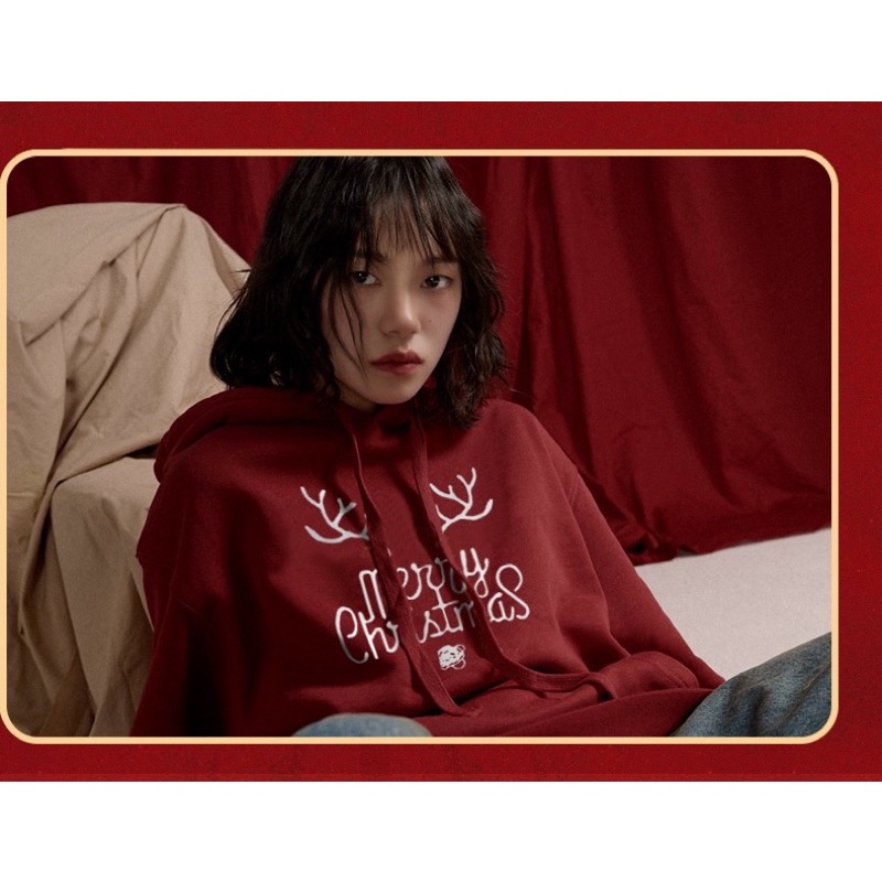 Áo Hoodie Nỉ Noel Đỏ Unisex 🦋 Áo Thun Nam Nữ Dài Tay In Merry Chrismas 🦋 | BigBuy360 - bigbuy360.vn