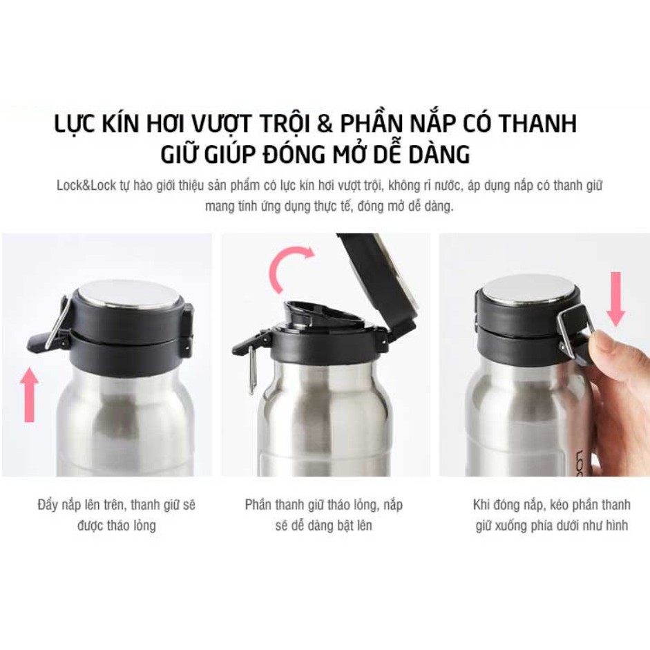 Bình Giữ Nhiệt Bằng Thép Không Gỉ Lock&Lock Bumper Bottle LHC4141SLV - 650ml