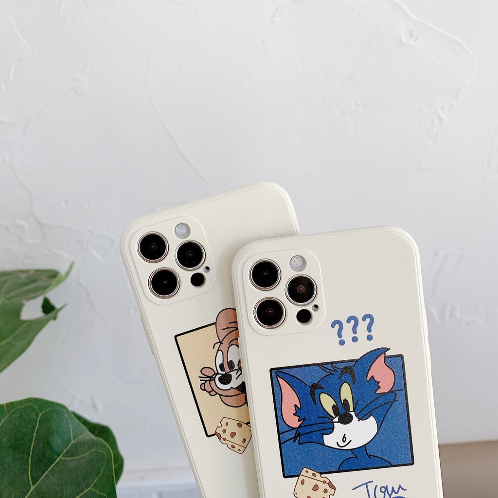 Phim Hoạt Hình Tom Và Jerry Silicone Mềm Bên Lỏng Vỏ Điện Thoại Di Động Apple I7 I8 SE2 X XR I11 I12 Max Pro