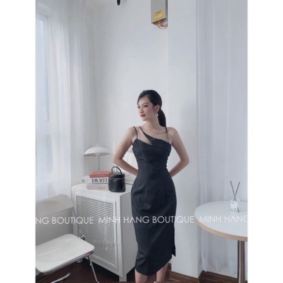 Váy thiết kế body dây chéo  2 lớp , 2 màu đen trắng - Hàng mới về