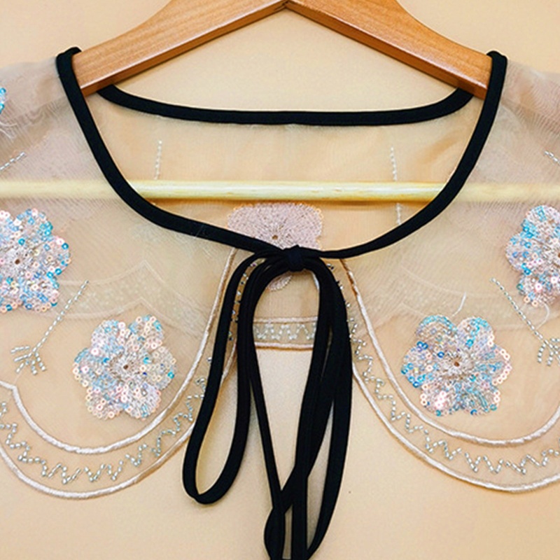 Áo Sơ Mi Lửng Cột Dây Cổ Tháo Rời Được Thêu Hoa Thời Trang Cho Nữ