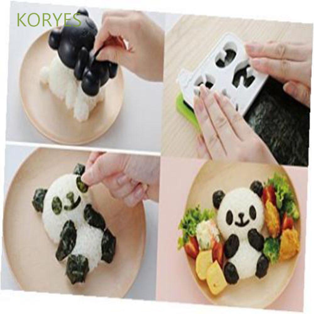 1 Bộ 4 Khuôn Làm Sushi / Bánh Quy / Cơm Nắm Hình Gấu Trúc 3d Nhiều Màu Dễ Thương Diy