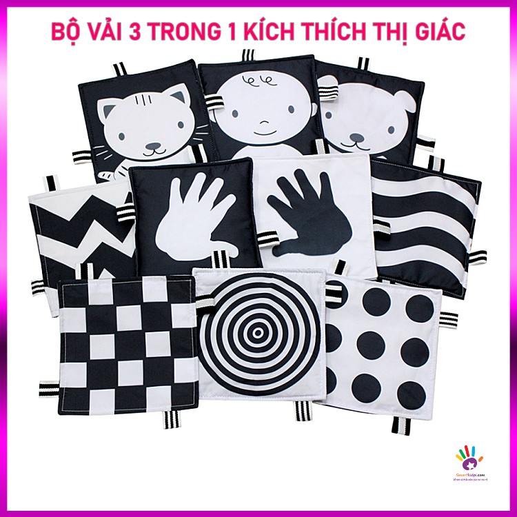 MUA 1 ĐƯỢC 2- Bộ vải đen trắng kích thích thị giác trẻ sơ sinh